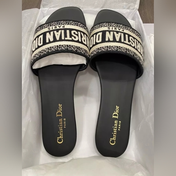 Dior Black and Cream Sandals - Picture 1 of 9